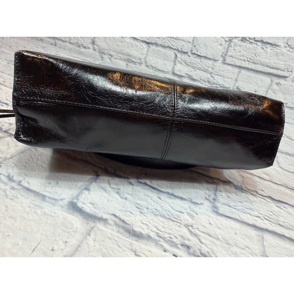 HOBO Avon Black Patent Leather Crossbody Bag w long & short strap Antique Brass - Picture 5 of 8